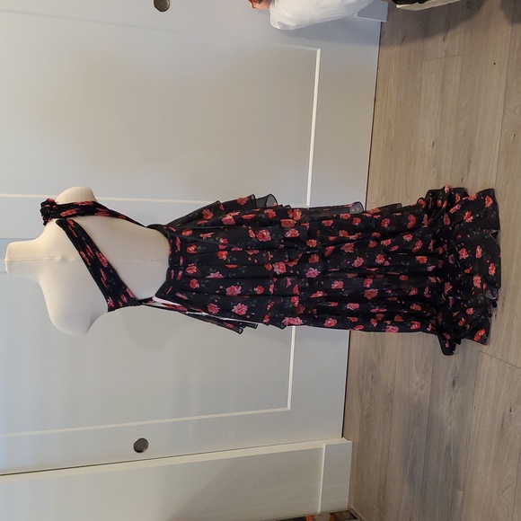 Mac Duggal Black/ Pink high low Floral tiered  Gown Size 2 new with tag - Picture 7 of 12